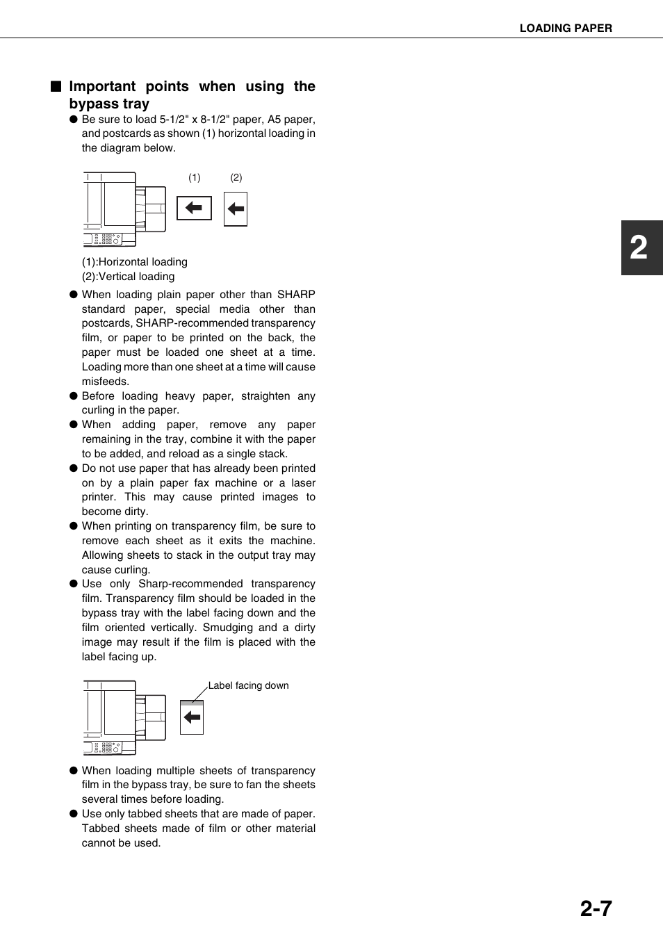 Important points when using the bypass tray | Sharp AR-M700N User Manual | Page 35 / 172