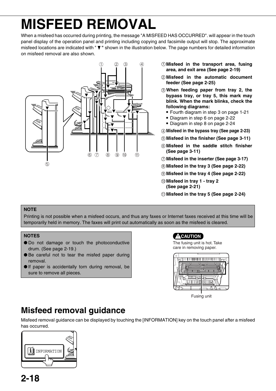 Misfeed removal, Misfeed removal guidance | Sharp AR-M700N User Manual | Page 46 / 172