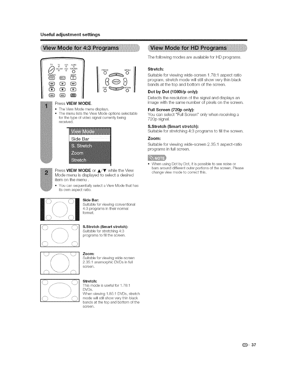 Viet^; woci.e.fqr-4:3; programs, H¥!ew;mdde^f;or;:h, Zoom | Ou ^-- ^ — o, Viet^; woci.e.fqr, Programs, Cid gd | Sharp AQUOS LC-37GP1U User Manual | Page 38 / 61
