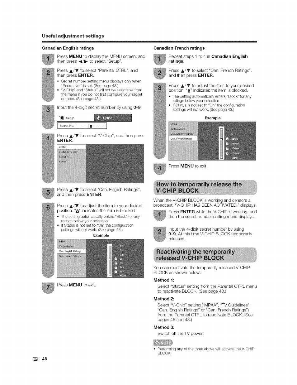 H 0 w4to: tern p.cjra'ri1y (release:- the, Method 1, Method 2 | Method 3, W4to: tern p.cjra'ri1y (release:- the | Sharp AQUOS LC-37GP1U User Manual | Page 49 / 61