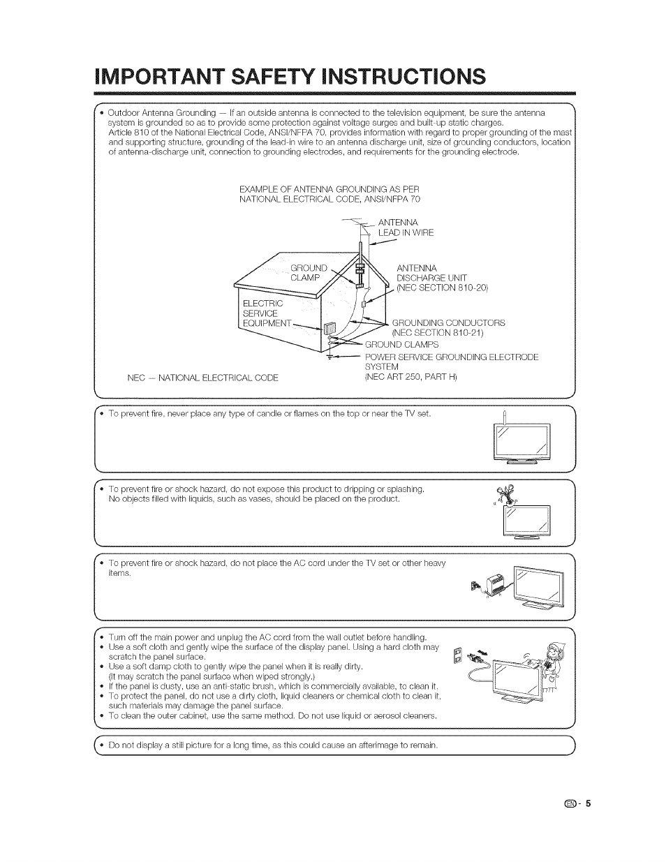 Important safety instructions | Sharp AQUOS LC-37GP1U User Manual | Page 6 / 61