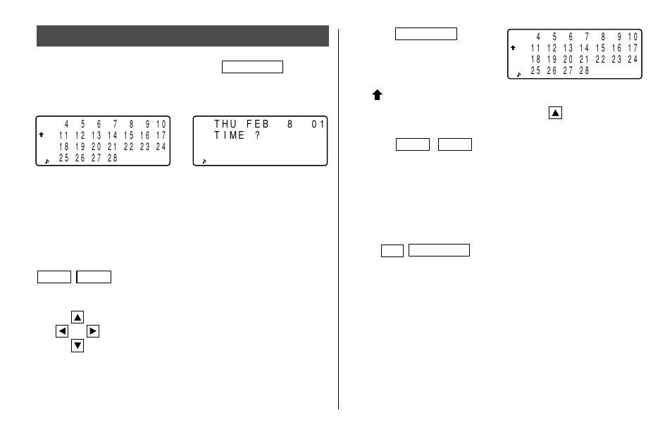 Calendar mode, Controling the monthly calendar display, Returning the calendar to the current date | Sharp Electronic Organizer El-6850 User Manual | Page 14 / 40