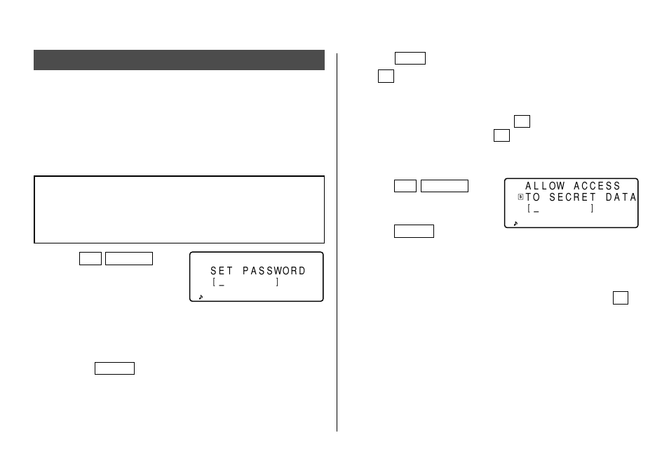 Secret function, Registering a password, Turning the secret function on and off | Sharp Electronic Organizer El-6850 User Manual | Page 22 / 40