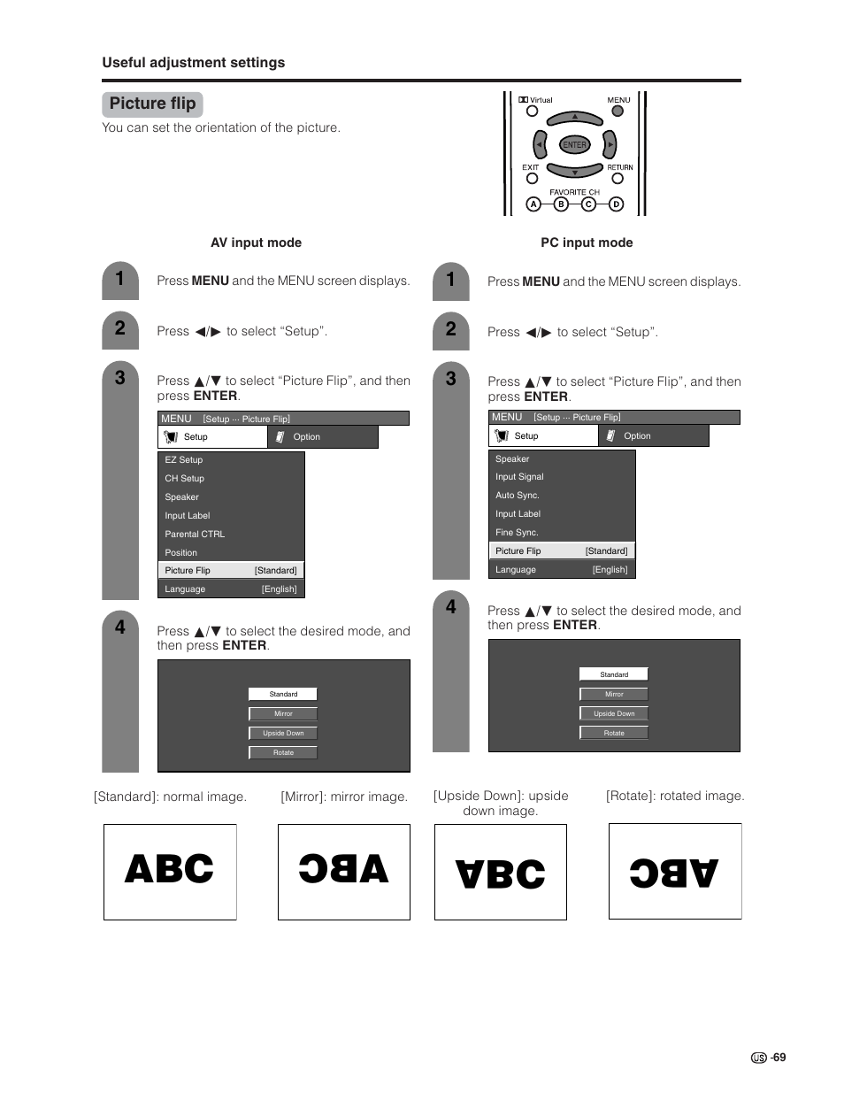 Picture flip | Sharp Aquos LC 32G4U User Manual | Page 69 / 104