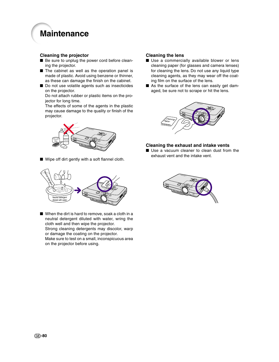 Maintenance | Sharp XG-C50X User Manual | Page 82 / 104