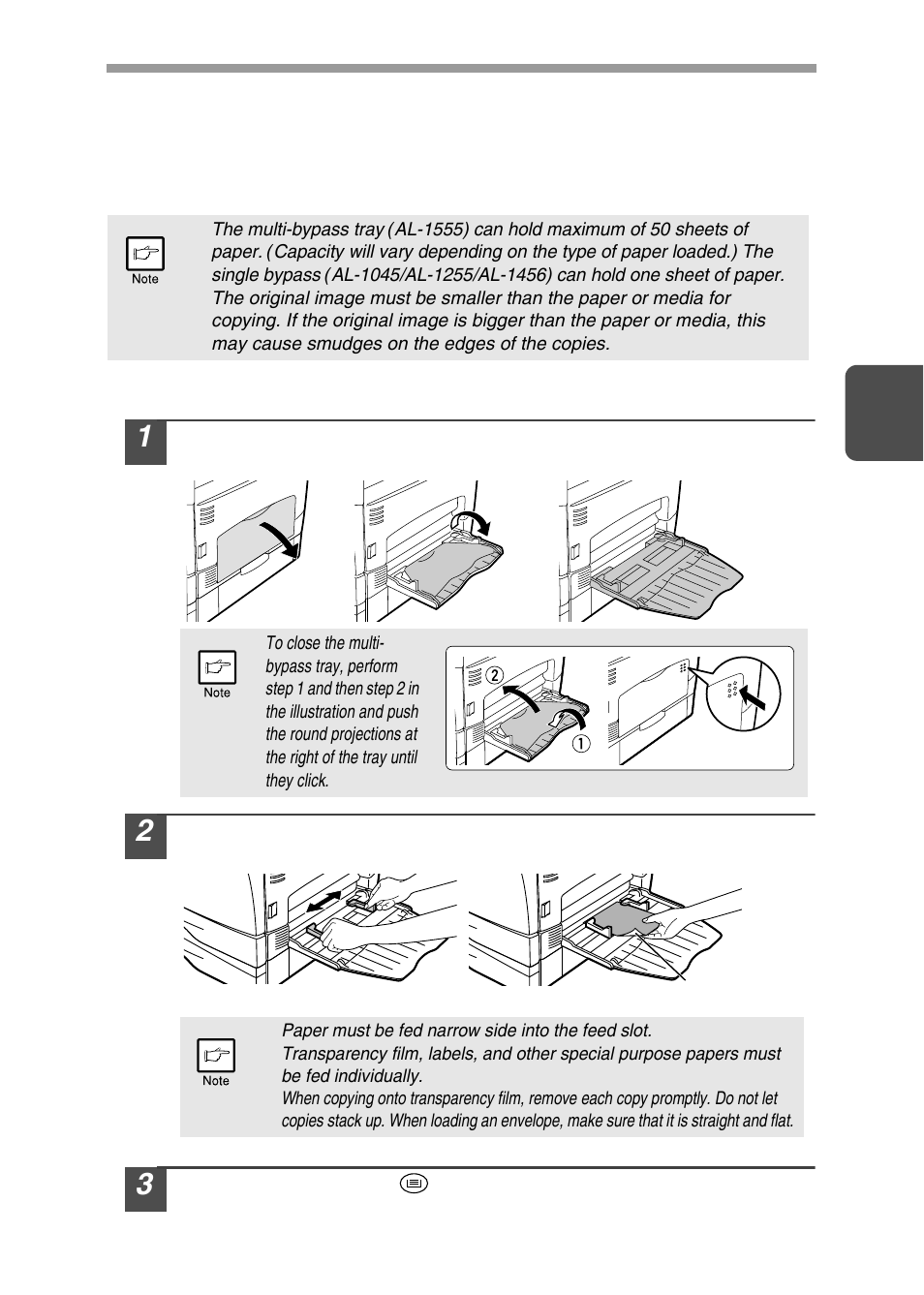 Bypass feed (including special paper) | Sharp AL-1456 User Manual | Page 19 / 88