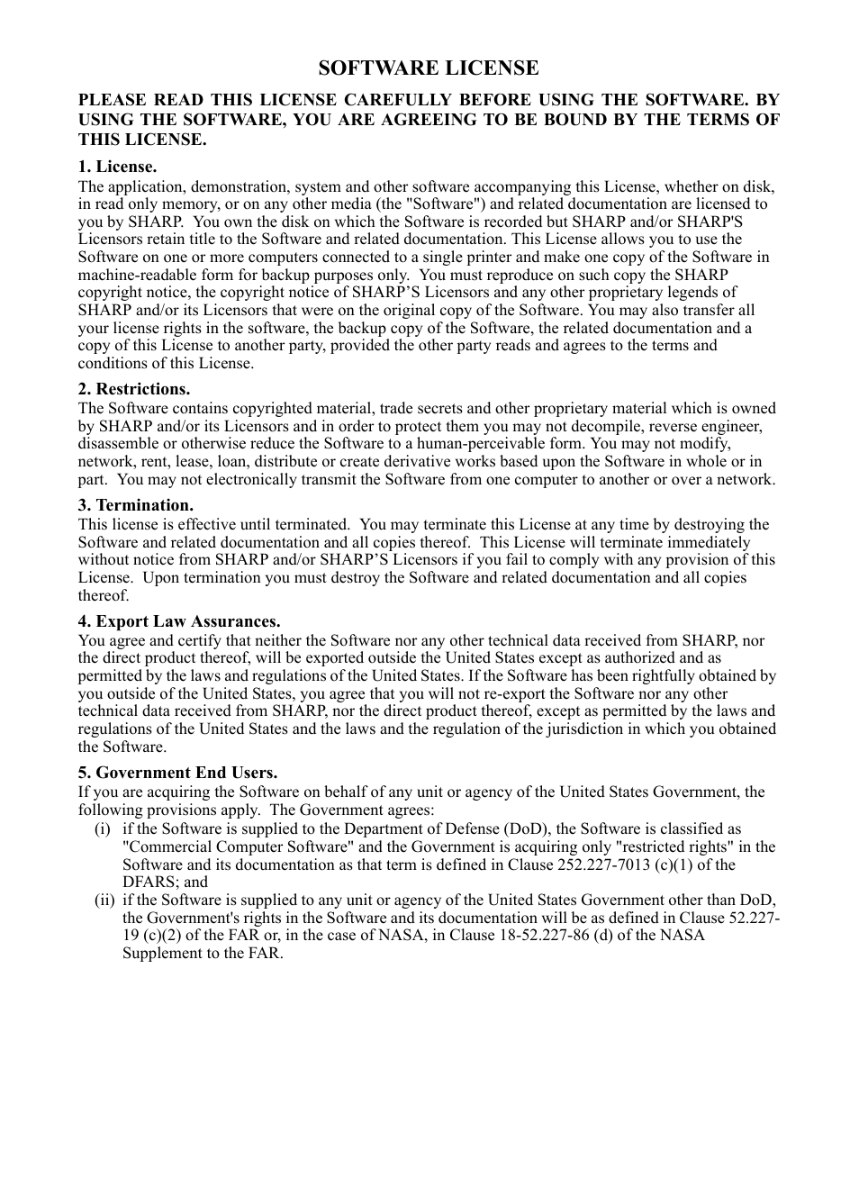 Software license | Sharp AL-1456 User Manual | Page 77 / 88