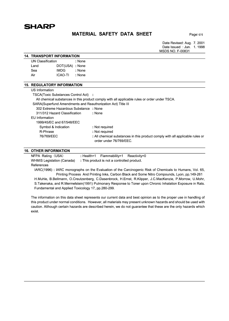 Sharp AL-1456 User Manual | Page 82 / 88