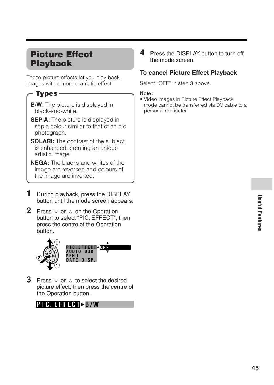 Picture effect playback | Sharp VL Z 1 H User Manual | Page 57 / 88
