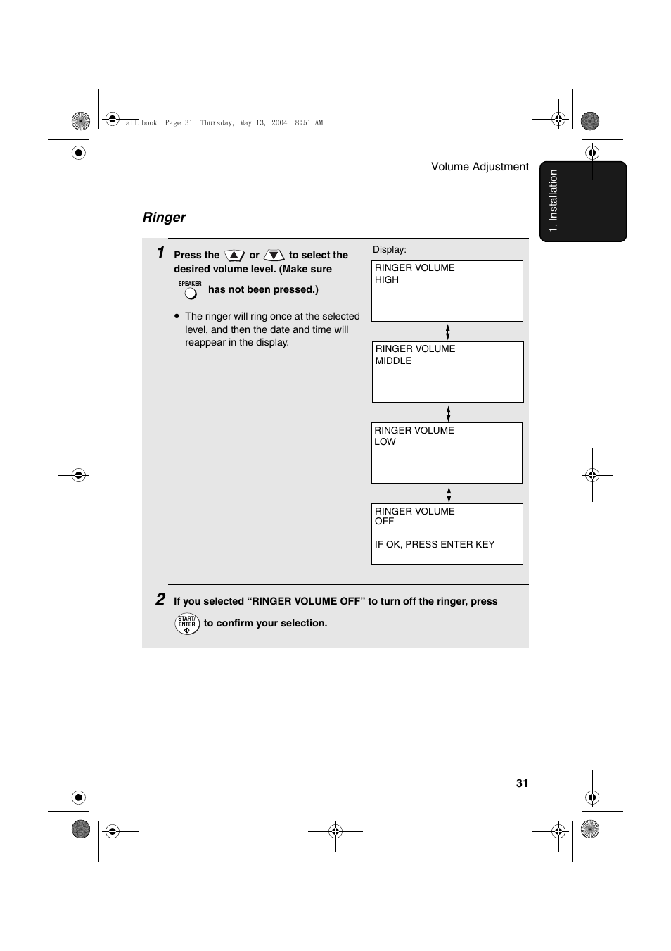 Ringer | Sharp FODC525 User Manual | Page 33 / 248