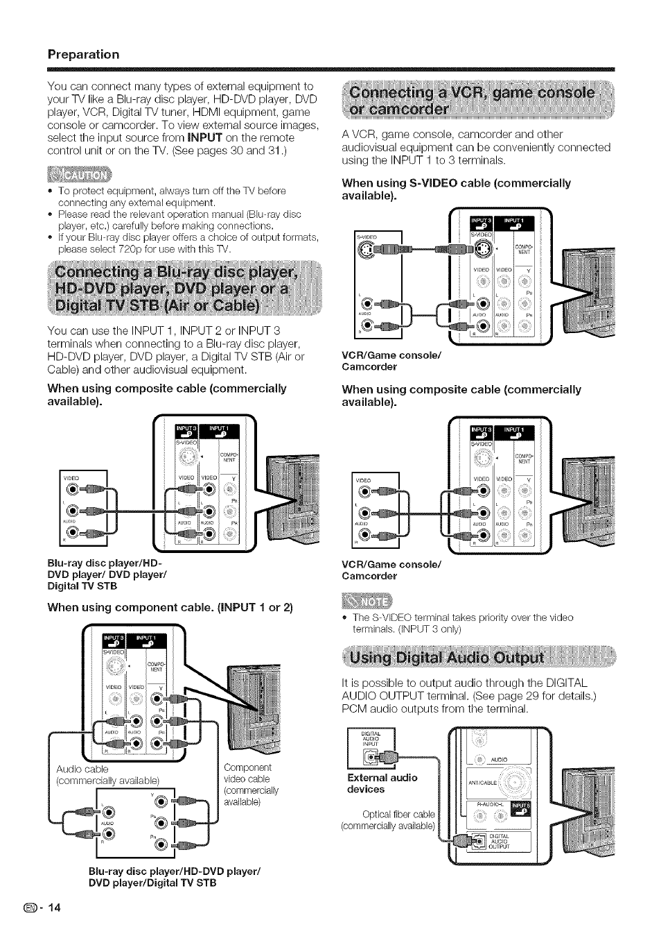 Conriecrtiing: ray -disc idlayer, Shiotlivii rpteyeri ;,bvp:playerpor(a, I<3idiinecting(a;vg:ri ■ game :'.dr.eamcd:rddr | Sysirigidigitalytodid.botpdt, Preparation | Sharp Aquos LC 42D43U User Manual | Page 15 / 61