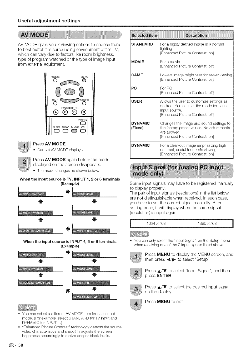 O o o o, Adjustment settings, Useful | Sharp Aquos LC 42D43U User Manual | Page 39 / 61
