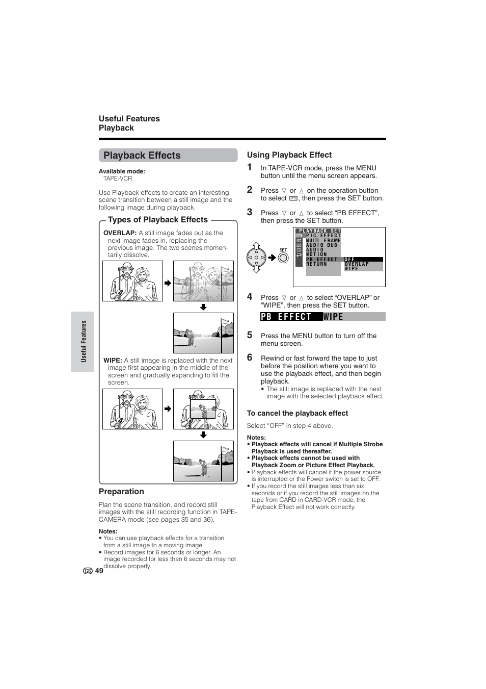 Playback effects | Sharp VL-NZ10S User Manual | Page 64 / 111
