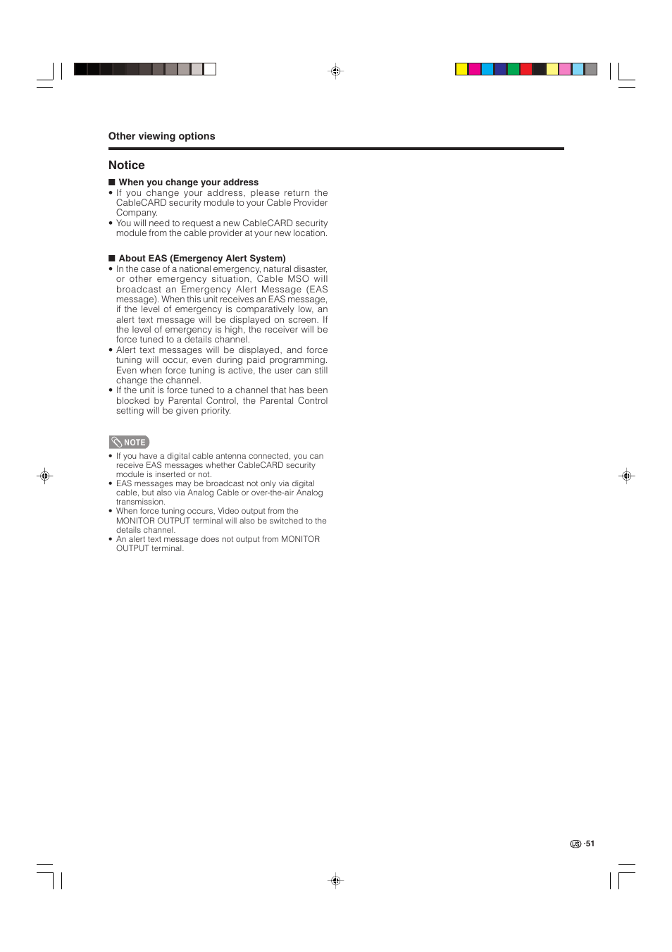 Notice | Sharp Aquos LC 32D4U User Manual | Page 52 / 61