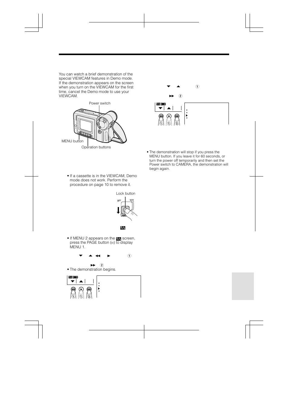 Demonstration mode, Watching the demonstration, Canceling demo mode | Sharp VL-A110U User Manual | Page 63 / 72