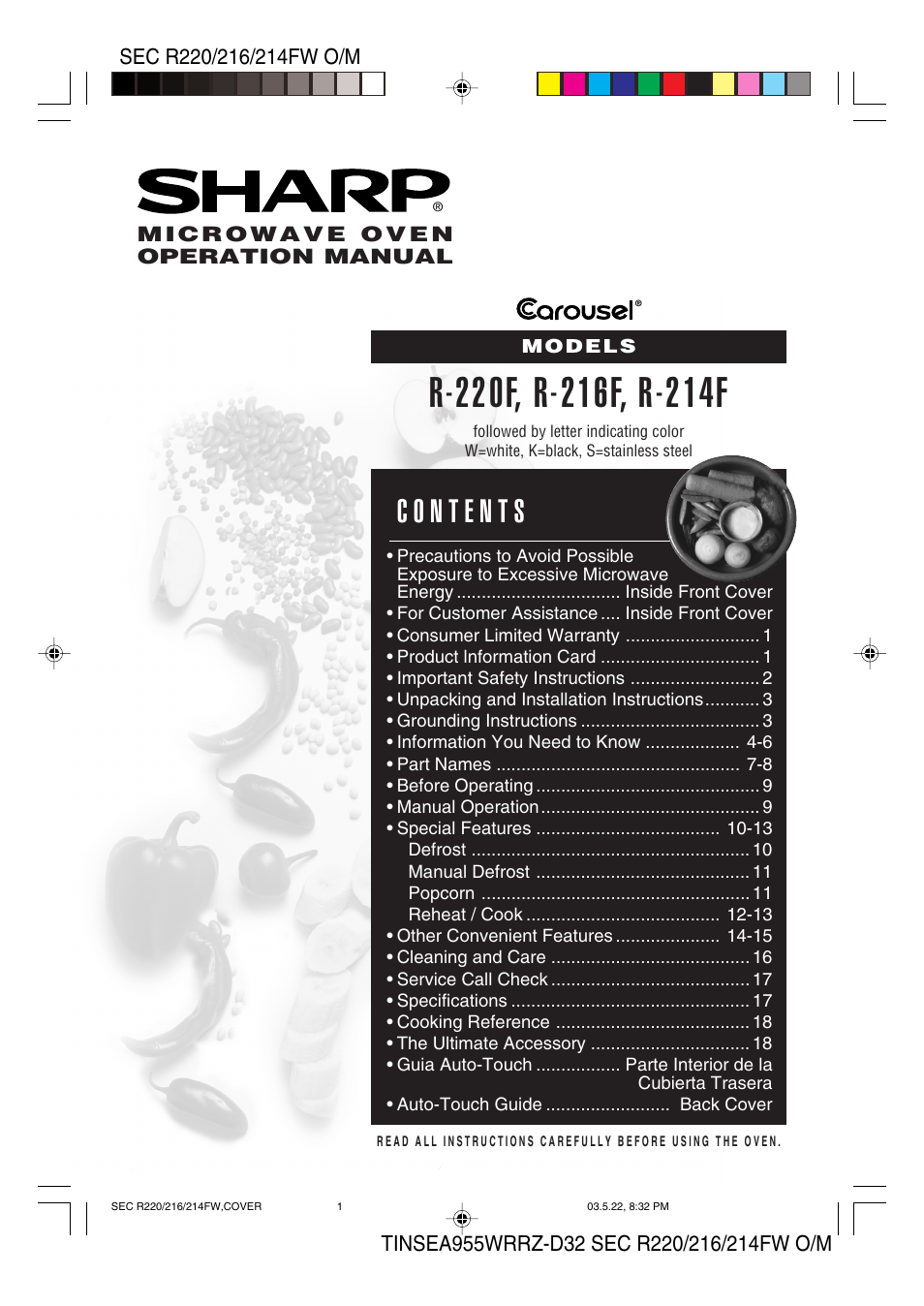 Sharp R-220F User Manual | 24 pages