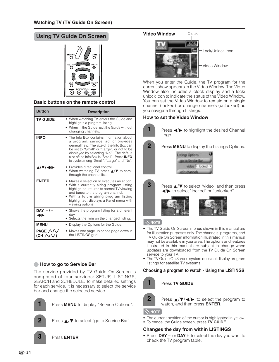 Using tv guide on screen | Sharp Aquos LC 26D5U User Manual | Page 25 / 102