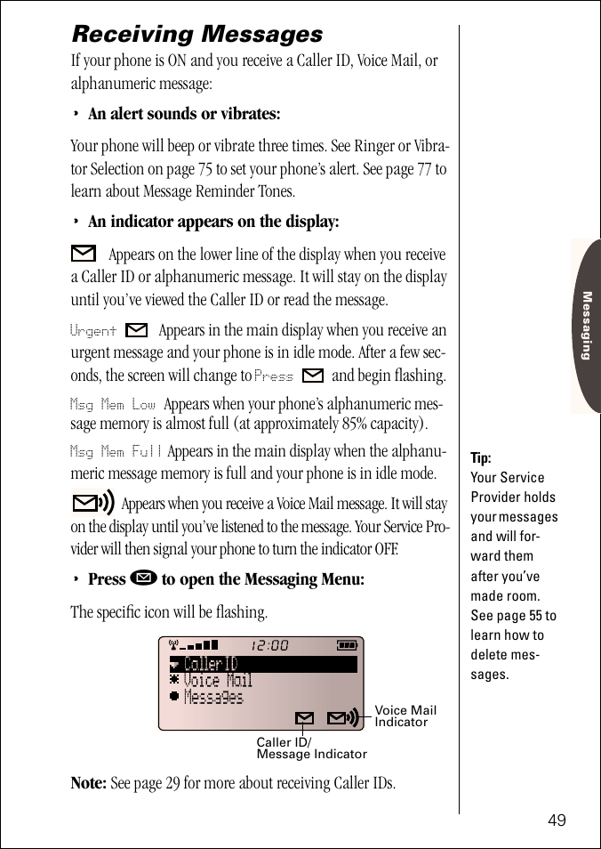 Receiving messages | Motorola ST 7760 User Manual | Page 49 / 117