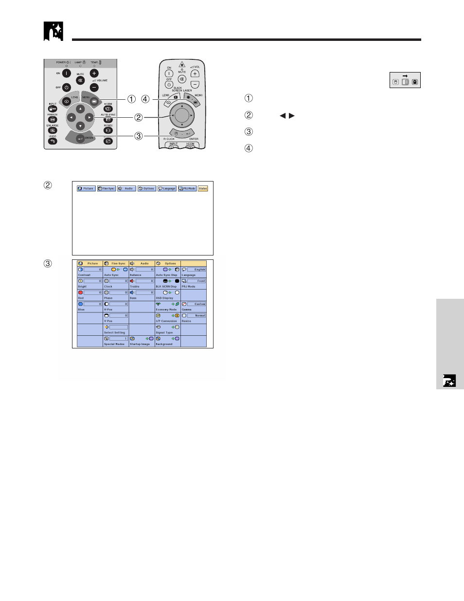 Status function …………………………………… 44, Status function | Sharp XG - NV6XU User Manual | Page 45 / 66