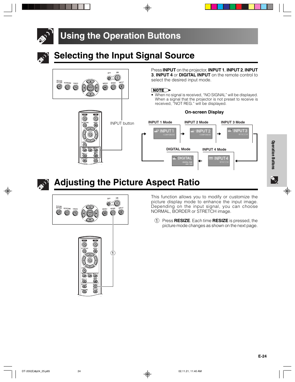 Adjusting the picture aspect ratio | Sharp DT-200 User Manual | Page 25 / 58