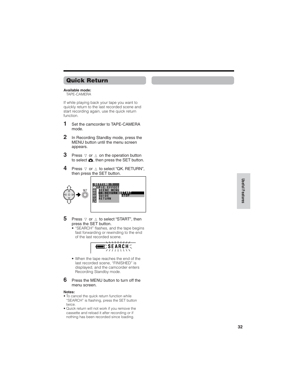 Quick return | Sharp VL-NZ150U User Manual | Page 47 / 112