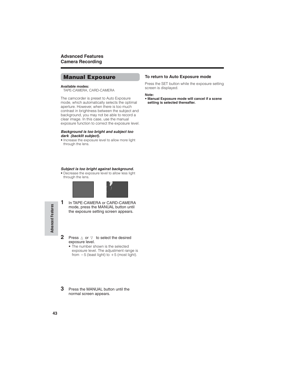 Manual exposure | Sharp VL-NZ150U User Manual | Page 58 / 112