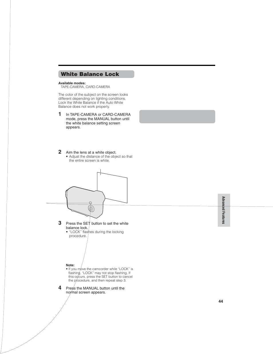 White balance lock | Sharp VL-NZ150U User Manual | Page 59 / 112