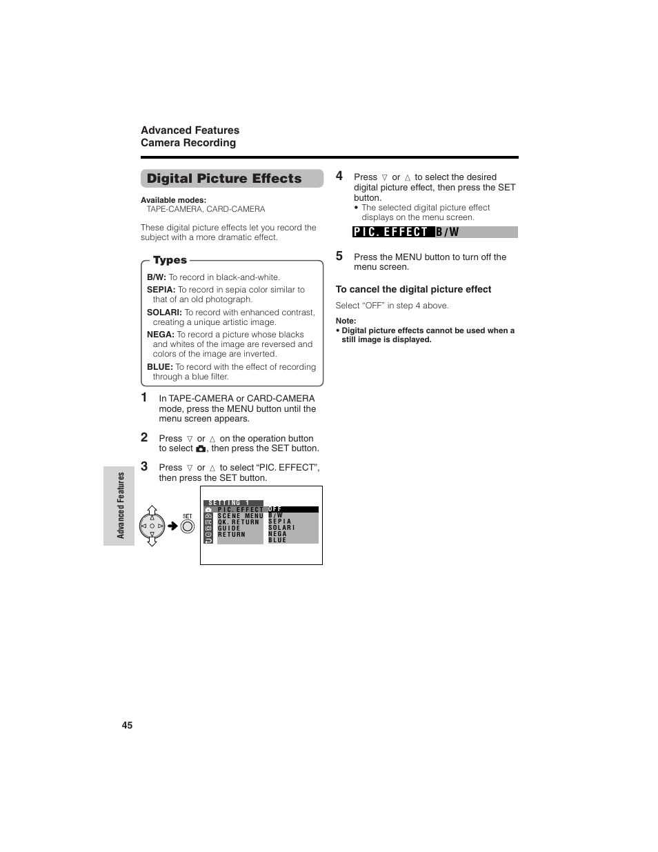 Digital picture effects | Sharp VL-NZ150U User Manual | Page 60 / 112