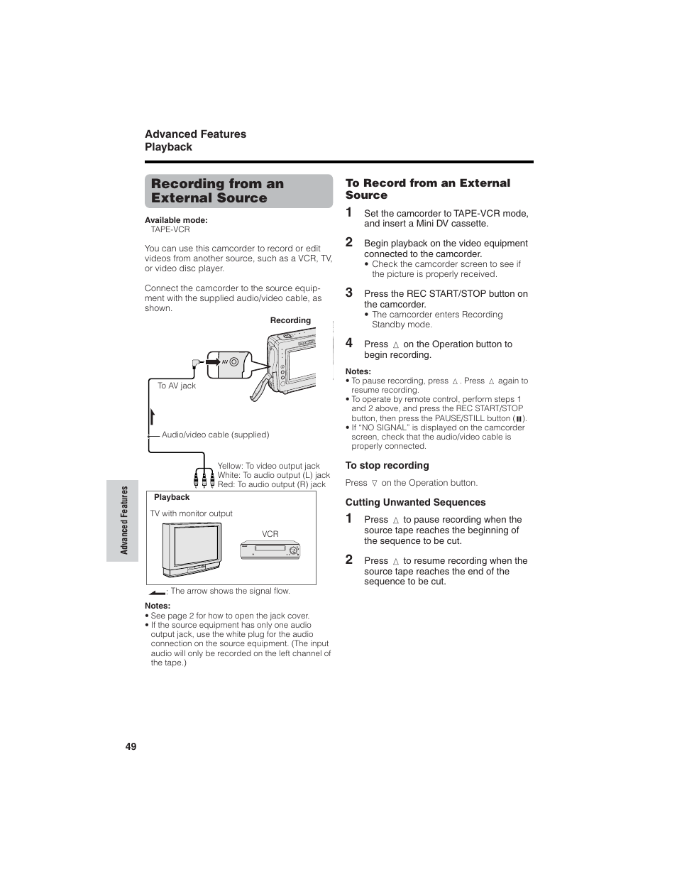 Recording from an external source | Sharp VL-NZ150U User Manual | Page 64 / 112