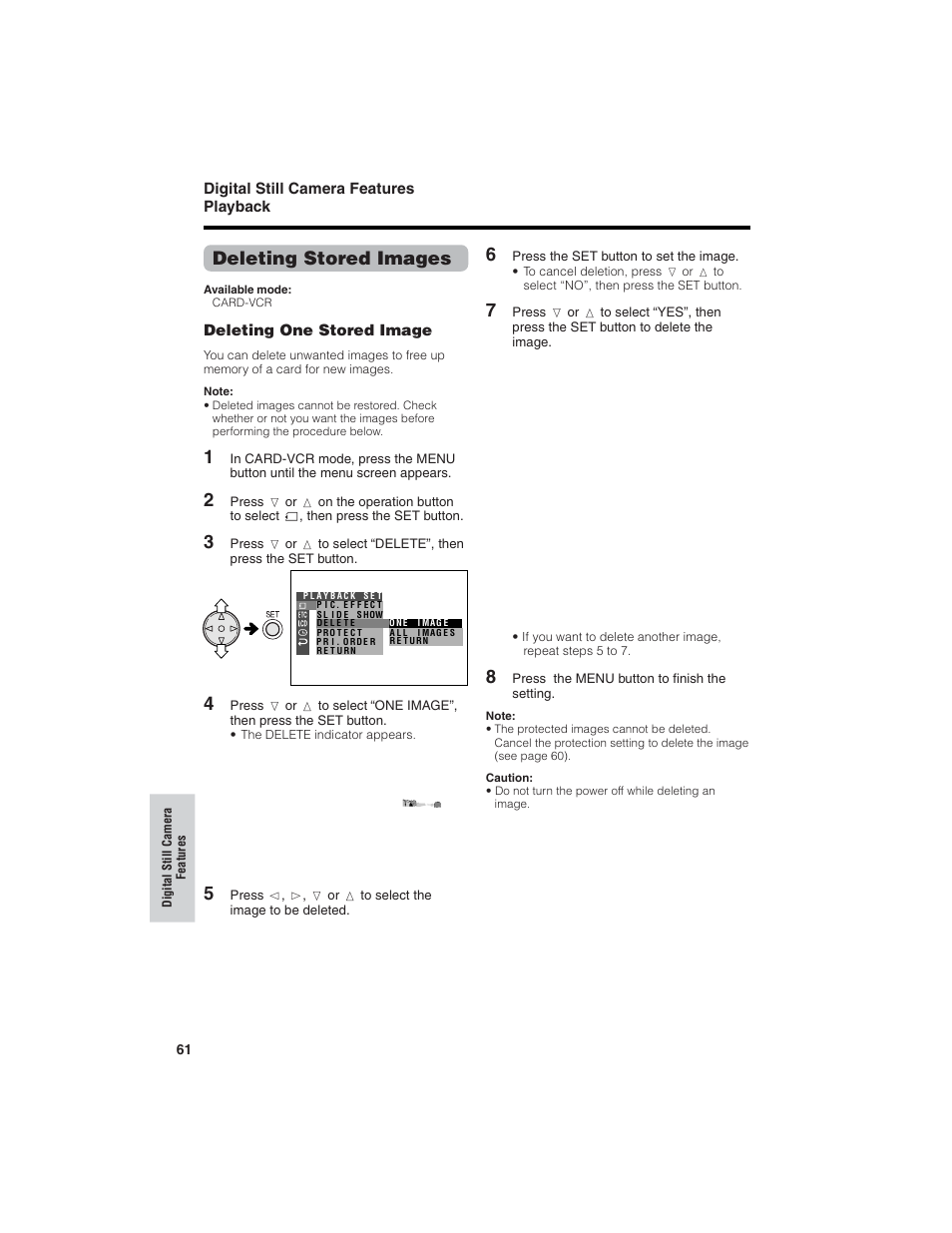 Deleting stored images | Sharp VL-NZ150U User Manual | Page 76 / 112