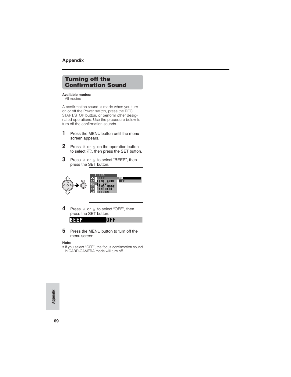 Turning off the confirmation sound | Sharp VL-NZ150U User Manual | Page 84 / 112