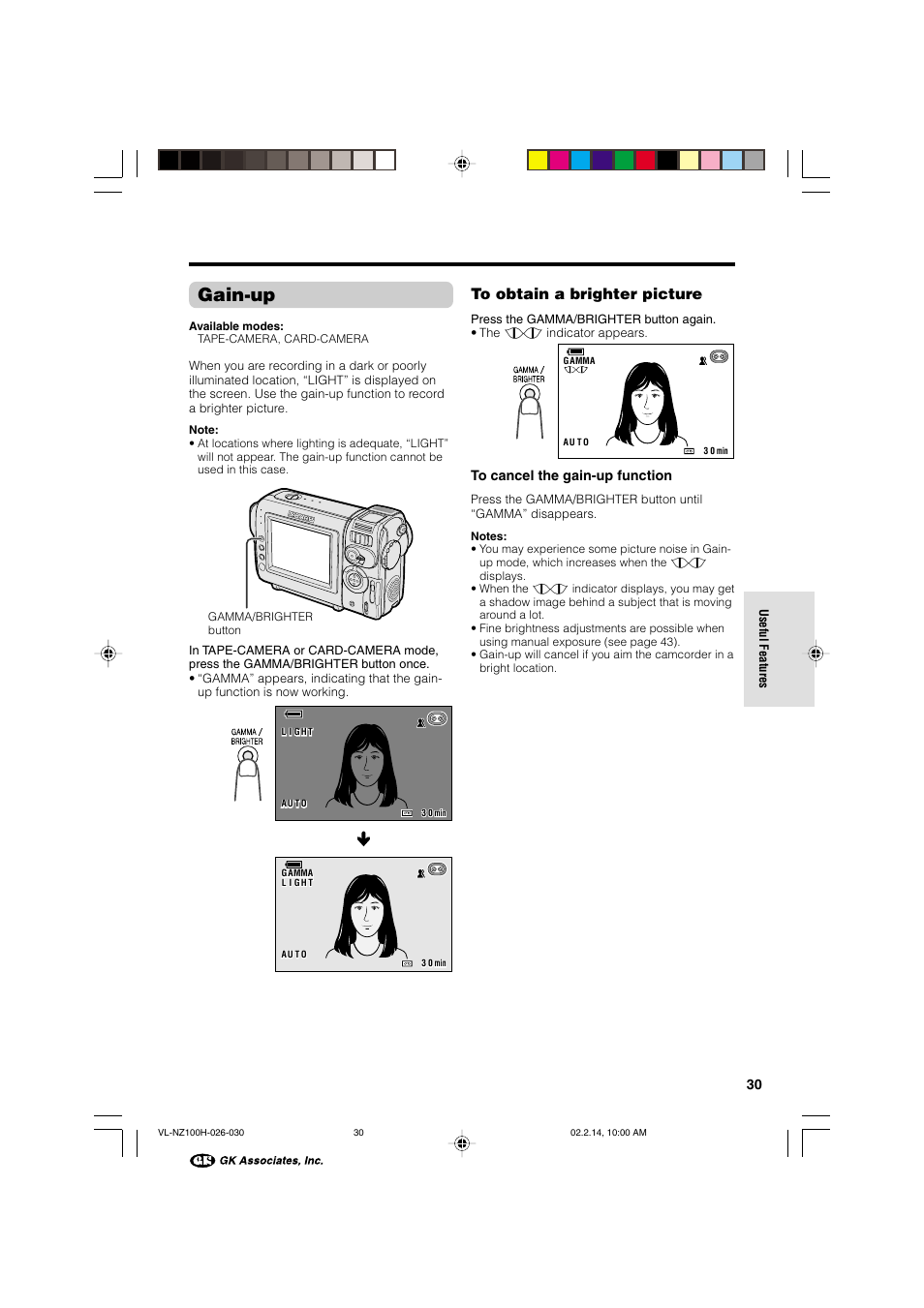 Gain-up | Sharp VL-NZ100S User Manual | Page 41 / 91