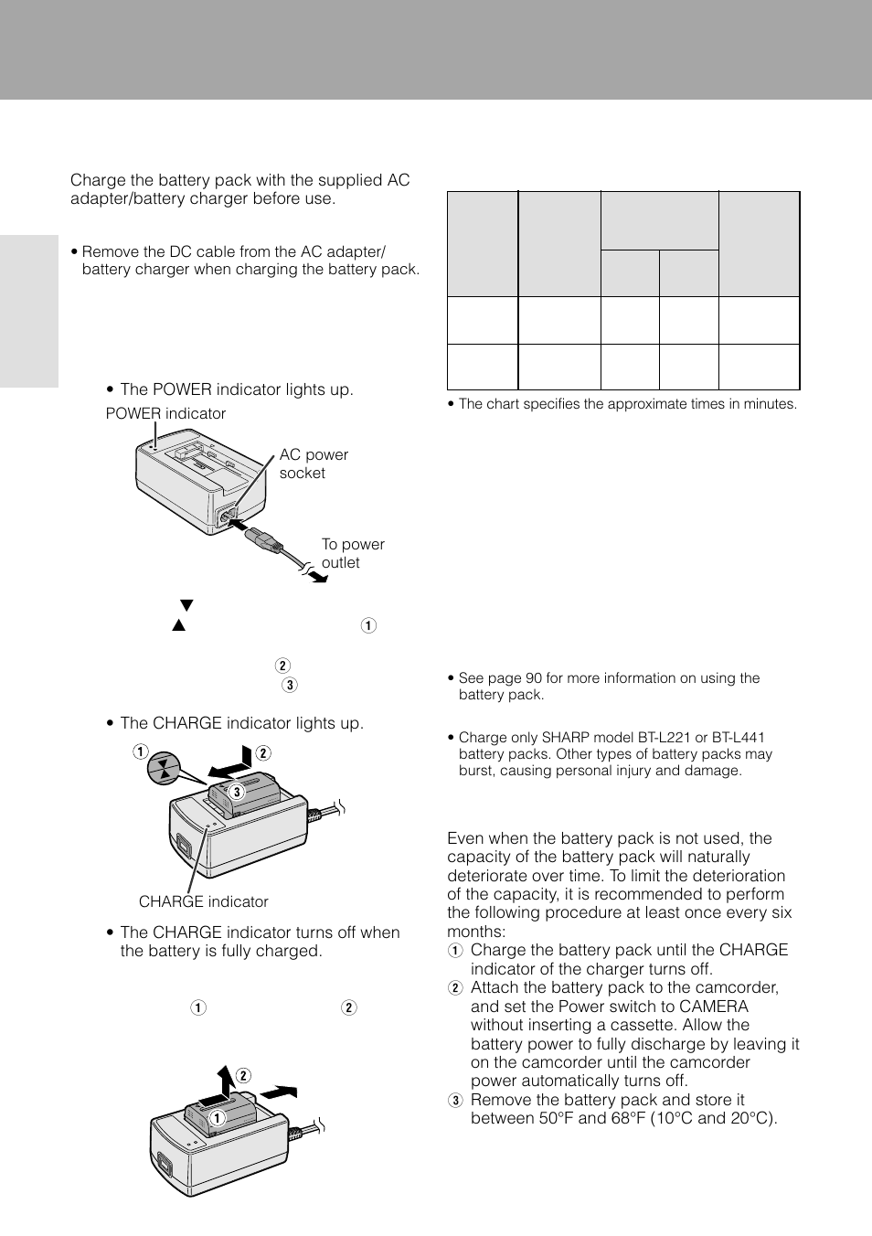 Charging the battery pack, Preparation | Sharp VL-WD255U User Manual | Page 24 / 124