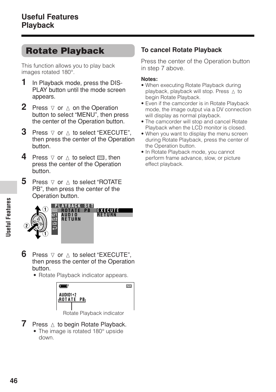 Rotate playback, Useful features playback | Sharp VL-Z1U User Manual | Page 60 / 103
