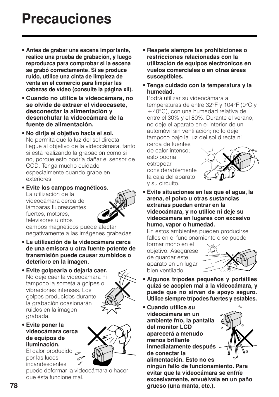 Precauciones | Sharp VL-Z1U User Manual | Page 92 / 103