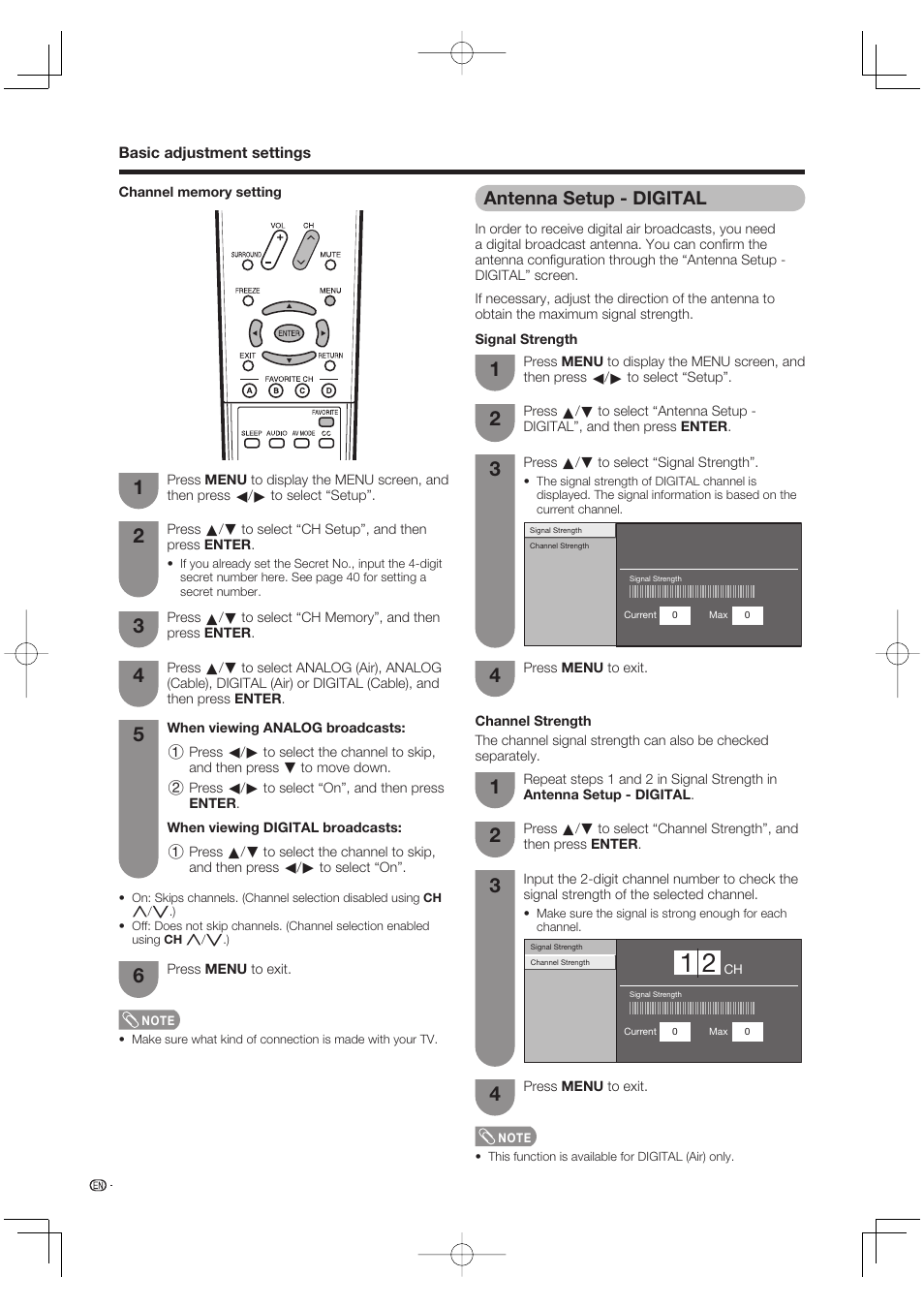 Antenna setup - digital | Sharp AQUOS LC-37DW99U User Manual | Page 26 / 59