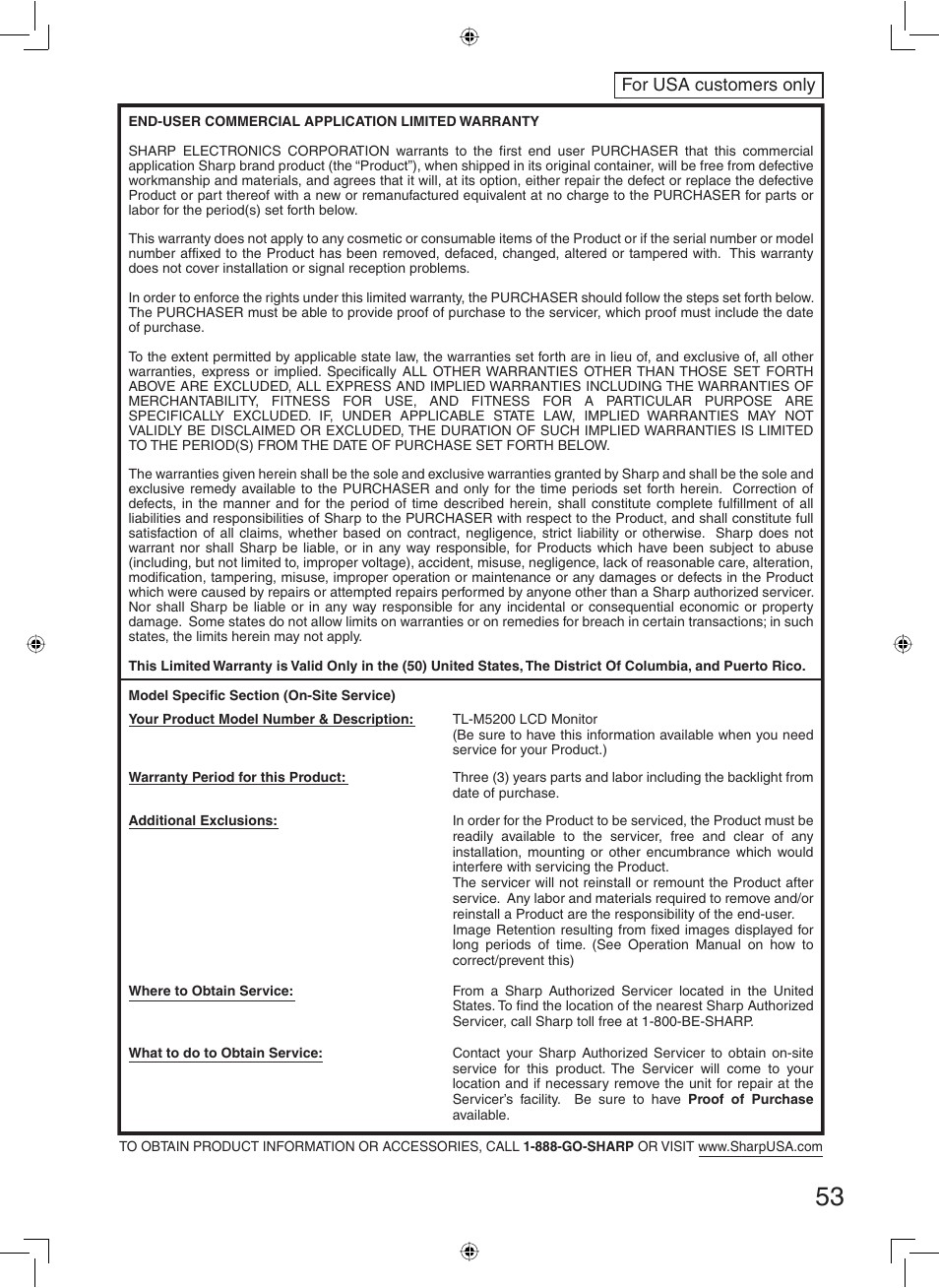 Sharp TL-M5200 User Manual | Page 55 / 76