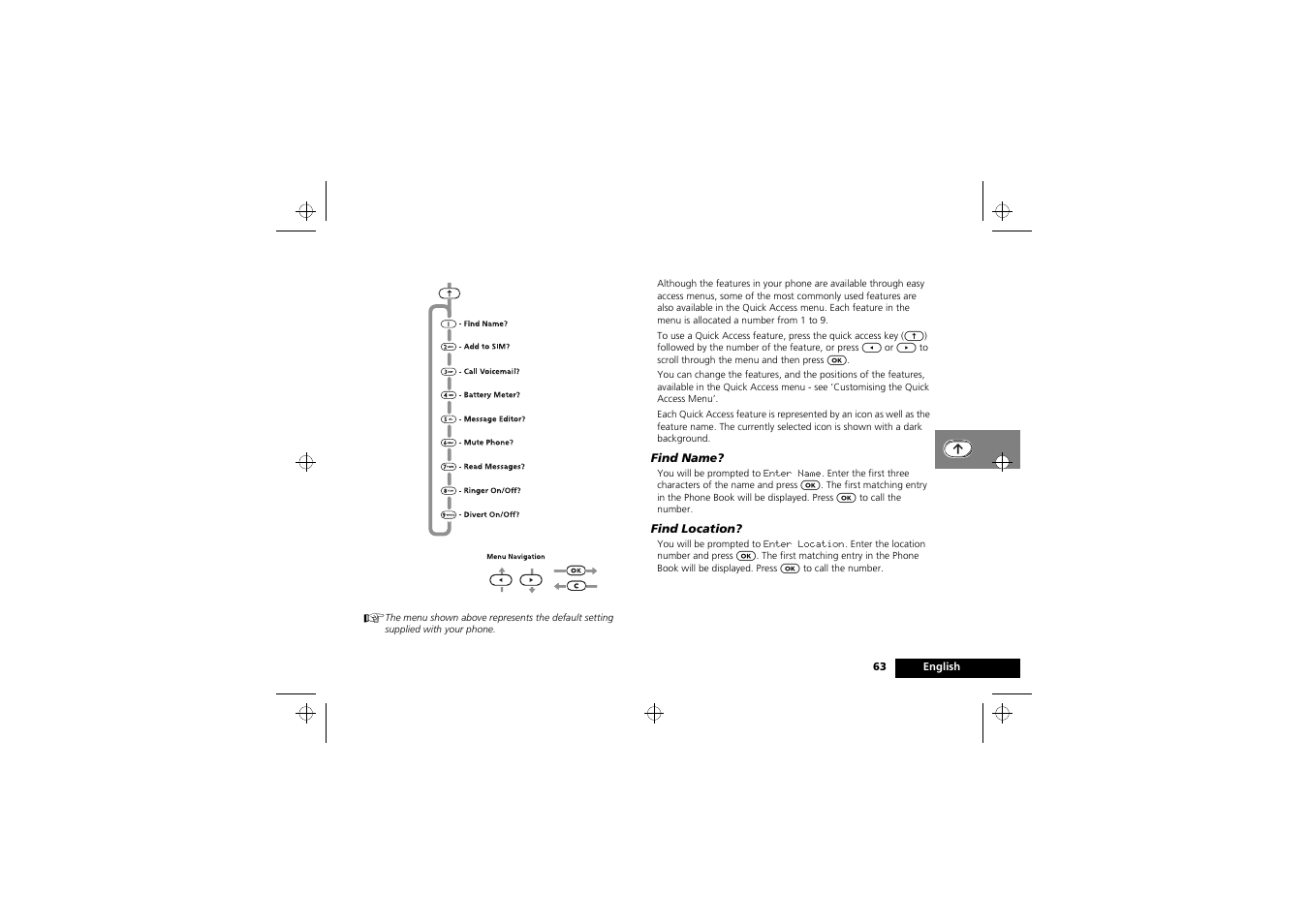 Using the quick access menu | Motorola M3588 User Manual | Page 65 / 76