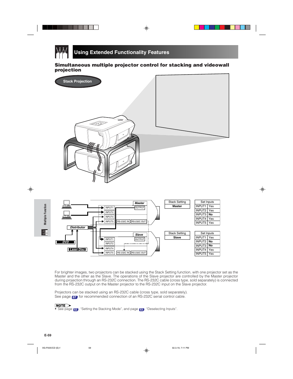 Using extended functionality features | Sharp XG-P25X User Manual | Page 62 / 80