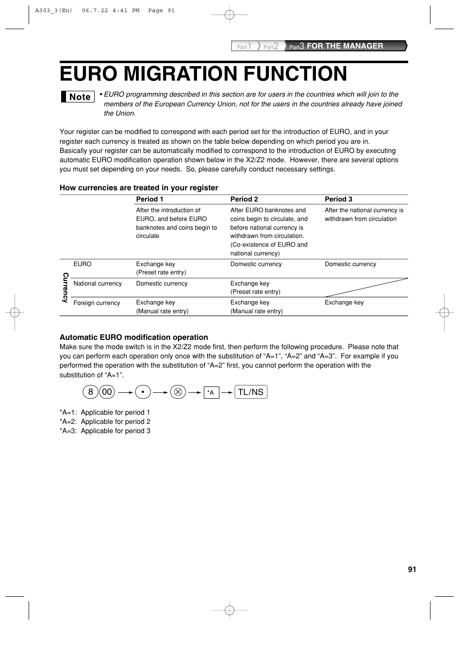 Euro migration function | Sharp XE-A303 User Manual | Page 93 / 104