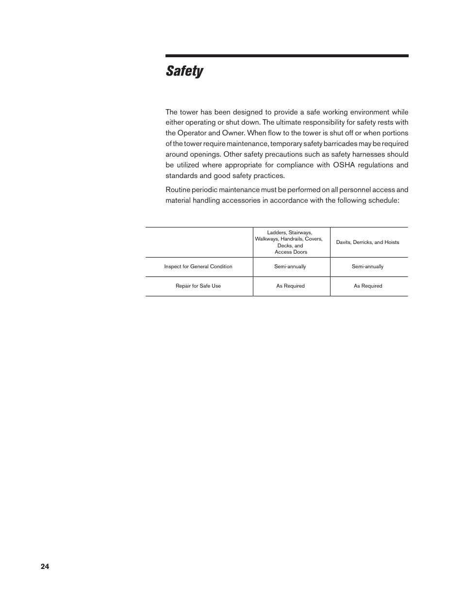 Safety | SPX Cooling Technologies MARLEY CLASS 800 User Manual | Page 24 / 28