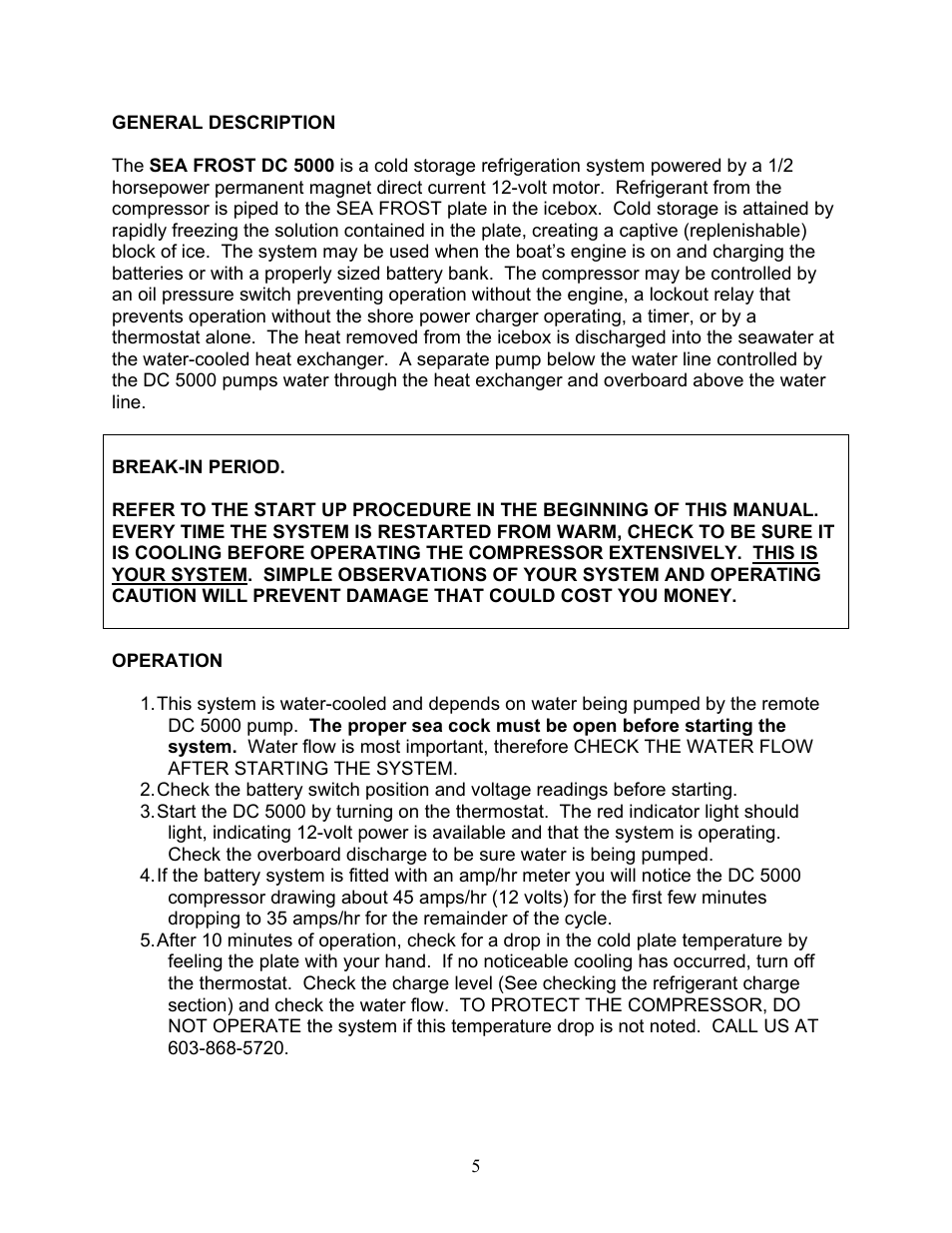 General description, Operation | Sea Frost DC 5000 User Manual | Page 5 / 46