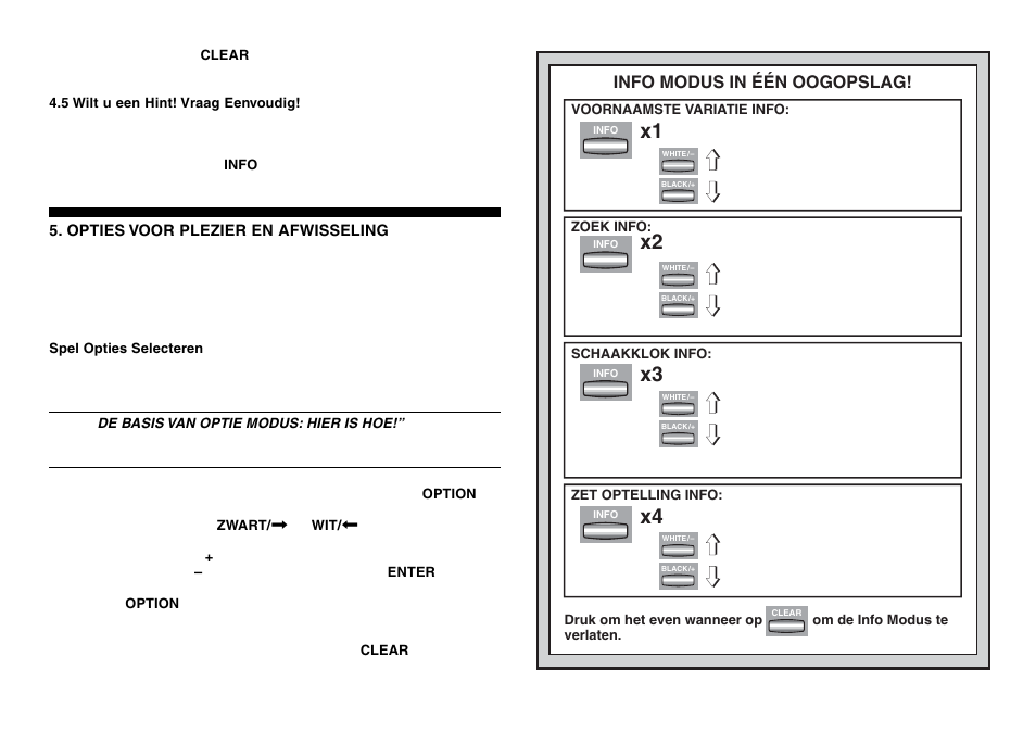 Info modus in één oogopslag | Saitek Chess Explorer User Manual | Page 110 / 119