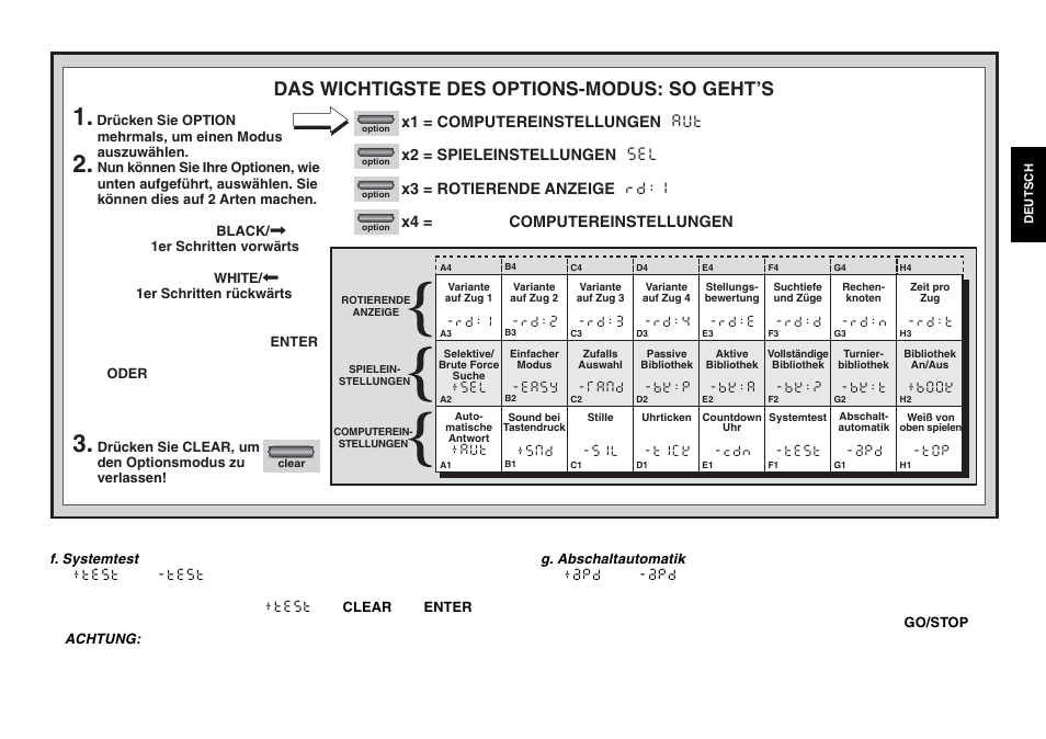 Das wichtigste des options-modus: so geht’s | Saitek Chess Explorer User Manual | Page 33 / 119