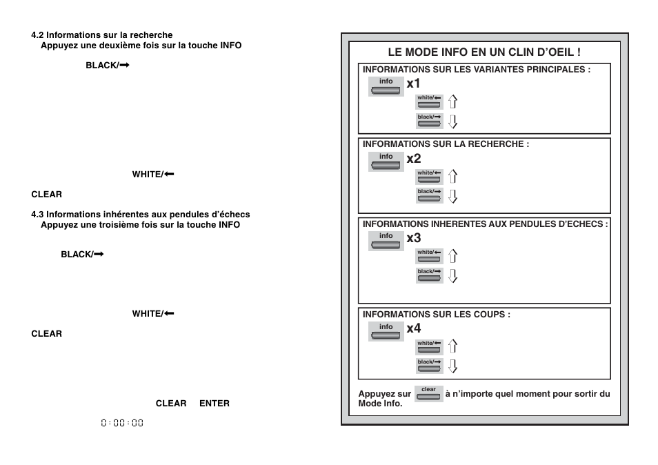 Le mode info en un clin d’oeil | Saitek Chess Explorer User Manual | Page 50 / 119