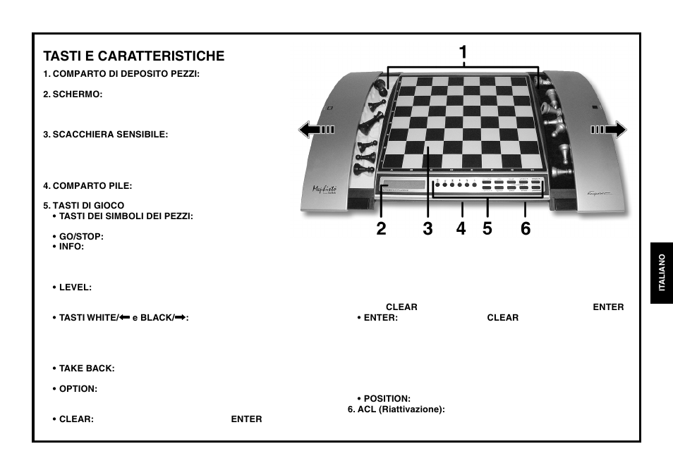 Tasti e caratteristiche | Saitek Chess Explorer User Manual | Page 61 / 119