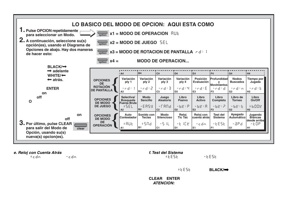 Lo basico del modo de opcion: aqui esta como | Saitek Chess Explorer User Manual | Page 92 / 119