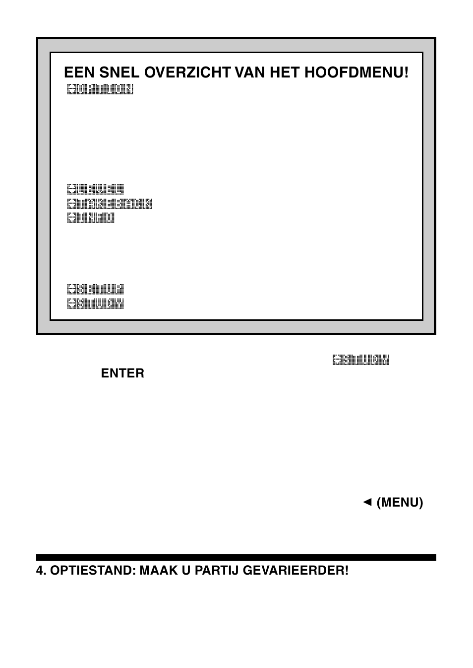 Een snel overzicht van het hoofdmenu | Saitek Mephisto Maestro Travel Chess Computer User Manual | Page 180 / 209