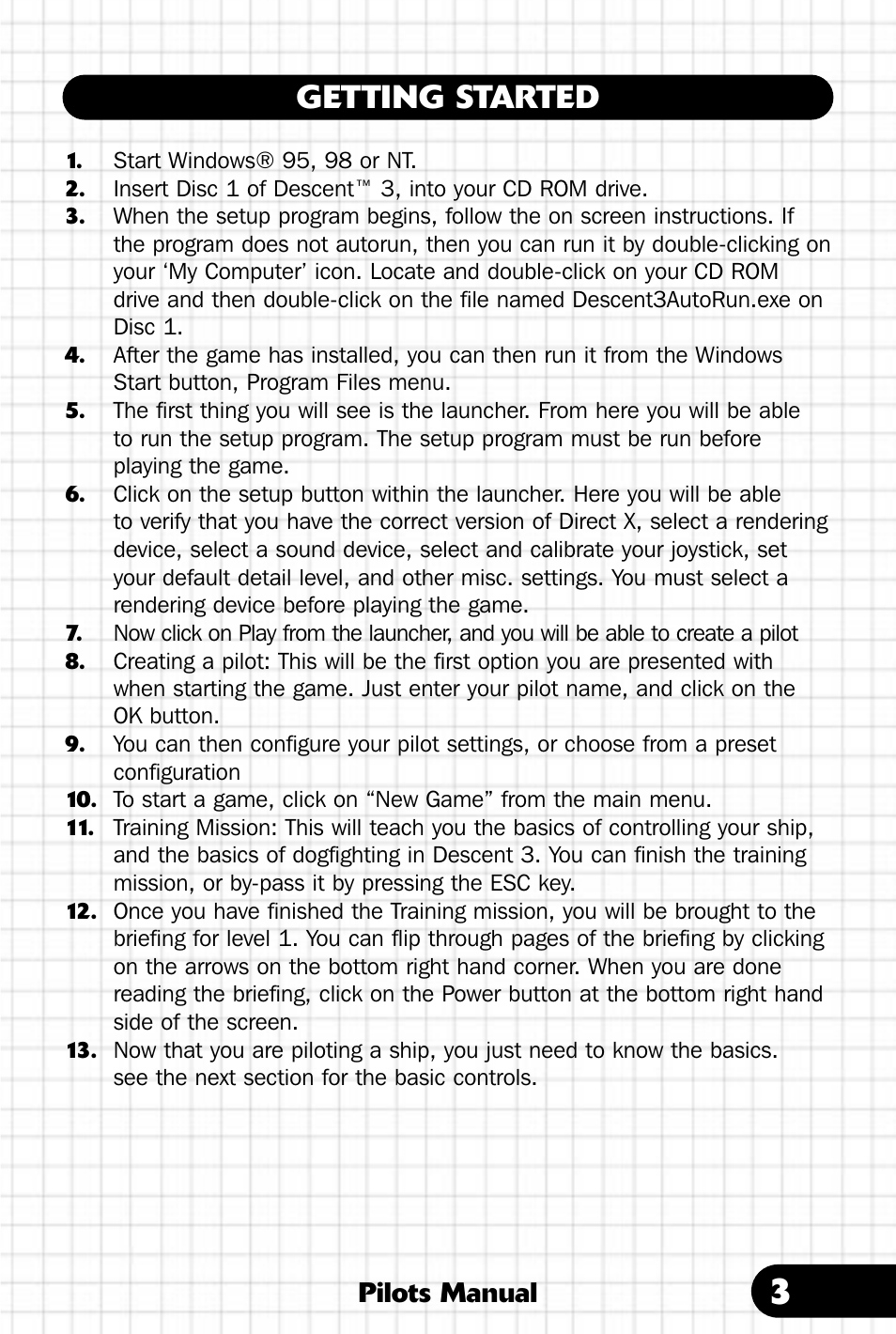 Getting started, Pilots manual | Saitek III User Manual | Page 4 / 66
