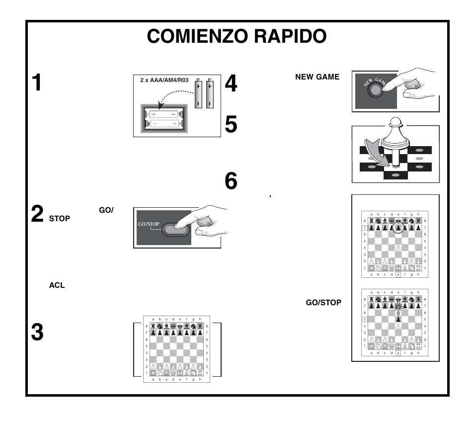 Comienzo rapido | Saitek Travel Chess User Manual | Page 104 / 154